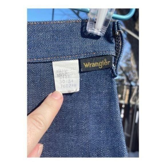 1970s Wrangler High Waist Denim Jeans Pleat front Straight leg Dark Wash 30x36 - Picture 11 of 13
